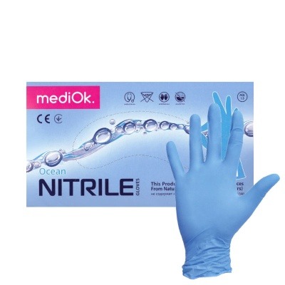 MediOk перчатки нитриловые Голубые S 50пар