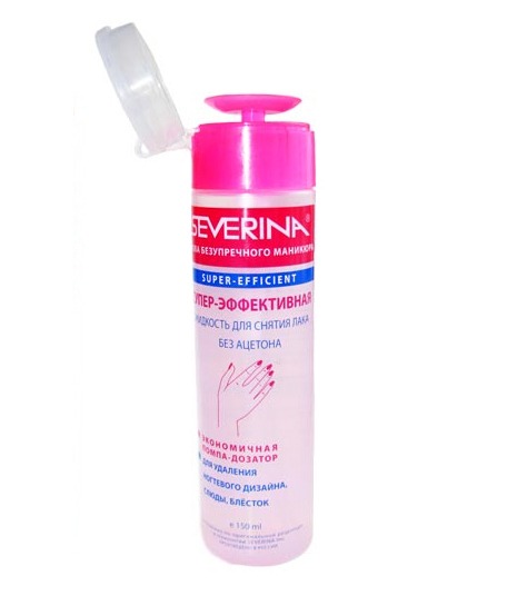 Severina жидкость для снят.лака без ацетона с помпой 140мл