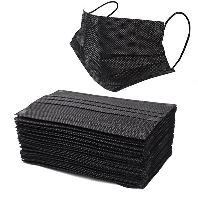 Маска мед. Черная 50шт. в пакете